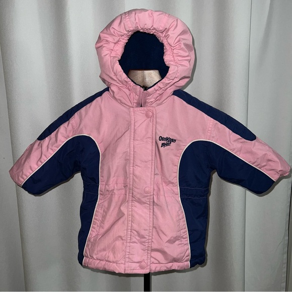 OshKosh B'gosh Other - OshKosh B’gosh Pink & Navy Hooded Puffer Jacket | 18 Months